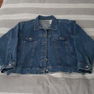 Bill‎ Blass Jeans Jacket mens size L Vintage Denim Classic Western Utility